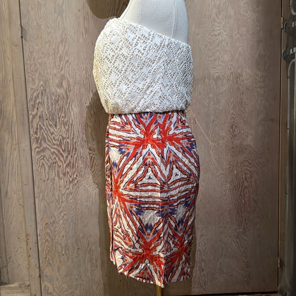 As U Wish Tube Top Dress Patriotic Colors Red White Blue Tie Dye Lace Size Small - Picture 2 of 4